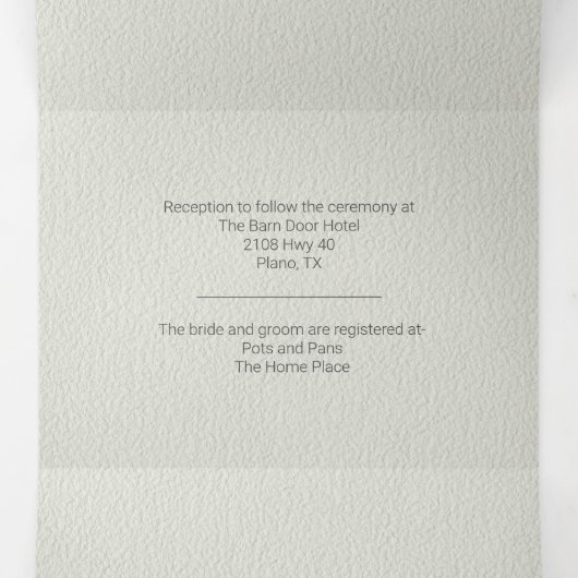 ライトセージとアイボリー結婚ボウ 三つ折り招待状 (内部中)