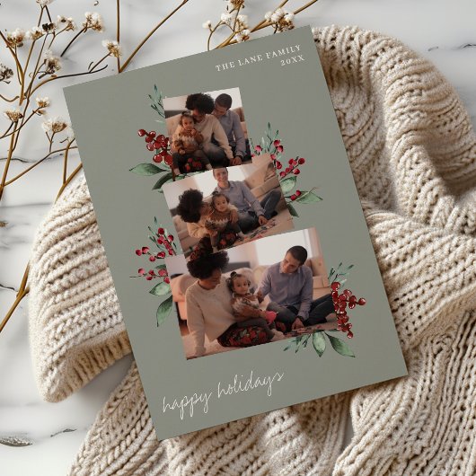 ライトセージのフォトコラージュと果実と緑 シーズンカード