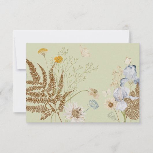 ライトセージのワイルドフラワー結婚ズ セーブザデート (裏面)