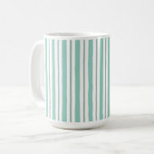 ライトセージグリーンのストライプ柄 コーヒーマグカップ (正面左)
