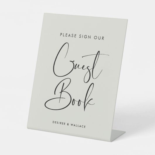 ライトセージグリーンエレガントゲストブック 台座サイン (正面)
