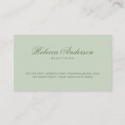 ライトセージグリーンシッミニマルクトレンディースクリかわいらしプト 名刺 (裏面)