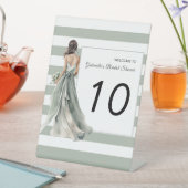 ライトセージグリーンボーストライプホブライダルシャワー 台座サイン (インサイチュ)