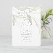 ライトセージモダンボタニカルモダンベビーシャワー 招待状 (スタンド正面)