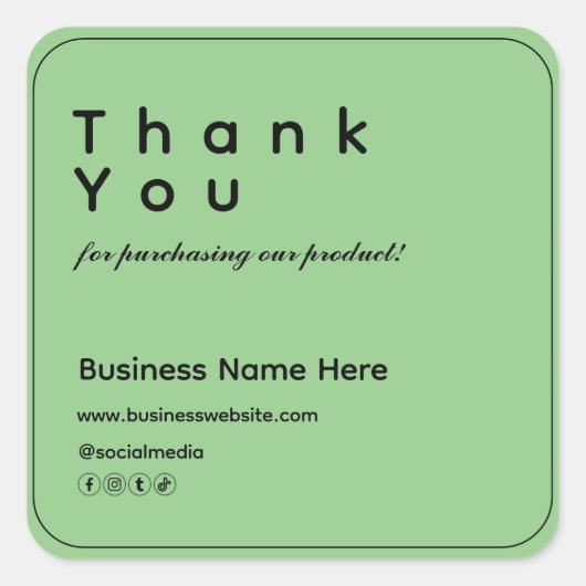 ライトセージモダンミニマリスト スクエアシール (正面)