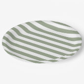 ライトセージ緑と白ストライプ色 ペーパープレート (アングル)