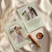 ライトセージ緑のボホビーズアーチフレーム結婚ズ サンキューカード