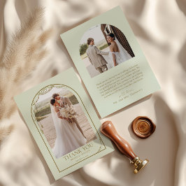 ライトセージ緑のボホビーズアーチフレーム結婚ズ サンキューカード