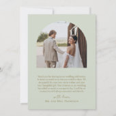 ライトセージ緑のボホビーズアーチフレーム結婚ズ サンキューカード (裏面)