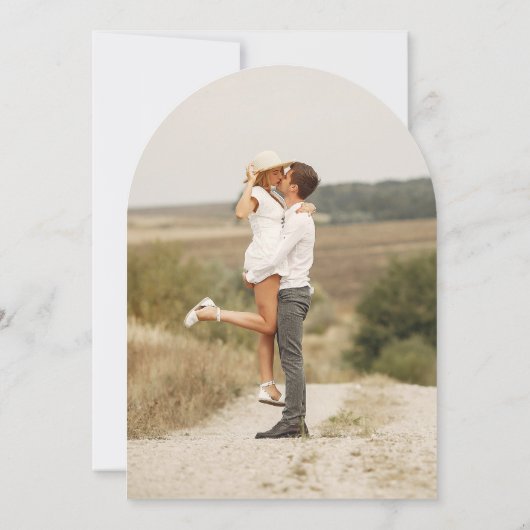 ライトセージ緑のボホビーズアーチフレーム結婚ズ 招待状 (裏面)