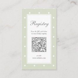 ライトセージ緑の水玉模様ベビーシャワーレジストリ エンクロージャーカード