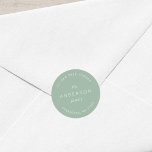 ライトセージ ファミリー ネーム 返送先住所 ラウンドシール<br><div class="desc">ライトセージ ファミリー ネーム 返送先住所 クラシック ラウンド ステッカーは、ライトセージの背景に白であなたのファミリーの苗字と住所を入れることができます。 https://www.zazzle.com/collections/peach_layered_geometric_light_sage_wedding-119919264900833968 の結婚式に合わせたアイテムもチェックしてみてください
プレースホルダーのテキストを置き換えることで、個人設定が可能です。フォントを変更したり、サイズや文字間のスペーシングを変更するなどのオプションについては、「カスタマイズ」ボタンをクリックしてください。
*注意:ズームプレビューに表示されるZazzleのウォーターマークは、最終的な印刷製品には表示されません。
© Rosewood and Citrus</div>