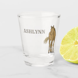 ライトソレルブラウンホースリアルイラストレーション ショットグラス