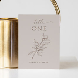 ライトタウペオリーブ結婚ズ | ミニマエレガントリスト テーブルナンバー