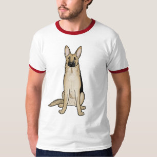 ライトタンとブラックドイツの羊飼い犬 ペットアート Tシャツ