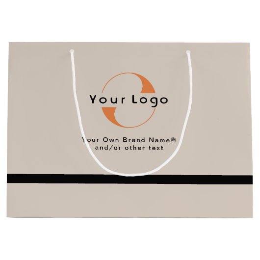 ライトタンのロゴ+ブラック文字会社ビジネスラ ラージペーパーバッグ (正面)