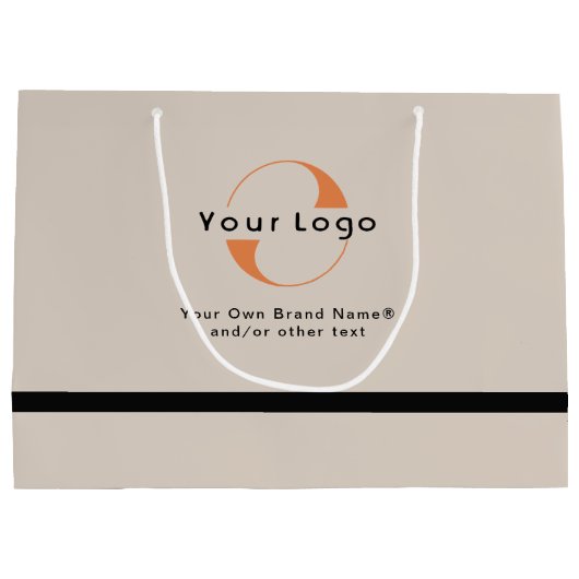 ライトタンのロゴ+ブラック文字会社ビジネスラ ラージペーパーバッグ (裏面)