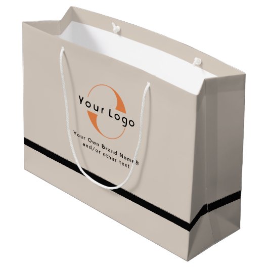 ライトタンのロゴ+ブラック文字会社ビジネスラ ラージペーパーバッグ (裏面アングル)