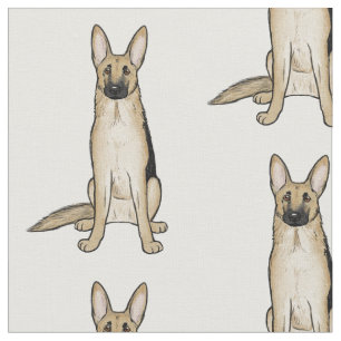 ライトタンドイツの羊飼い犬のパターン ペットアート ファブリック