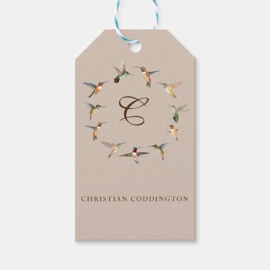 ライトタンモノグラムハミングバード ギフトタグ (正面)