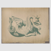 ライトタン動揺してデコページの緑のドラゴン 薄葉紙 (正面)