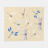 ライトタン飛行中のゴージャスなトンボ フリースブランケット (正面(横))