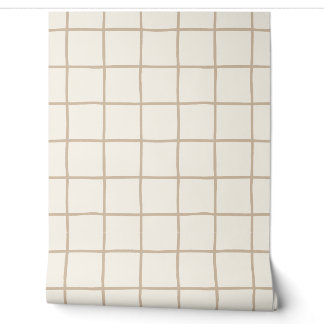 ライトタン・ベージュの格子柄スカンジナビア風ミニマリスト 壁紙