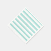 ライトターコイズと白いワイド水平ストライプの スタンダードカクテルナプキン (角)