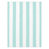 ライトターコイズと白いワイド水平ストライプの テーブルクロス (正面)