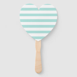 ライトターコイズと白いワイド水平ストライプの ハンドファン