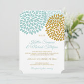 ライトターコイズと金ゴールド結婚式招待状 招待状 (スタンド正面)