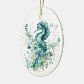 ライトターコイズシーホースクリスマスオーナメント セラミックオーナメント (左)