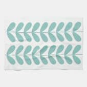 ライトターコイズフラワーズレトロミッドセンチュリーモダン キッチンタオル (横)