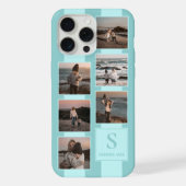 ライトターコイズブルーのシンプルな写真カスタム iPhoneケース (裏面)