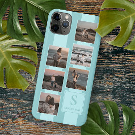 ライトターコイズブルーのシンプルな写真カスタム iPhone 15 PRO MAXケース