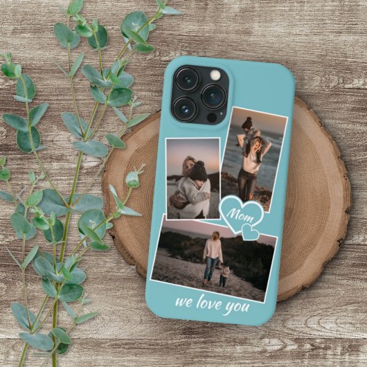 ライトターコイズブルーのハートと写真 Case-Mate iPhoneケース