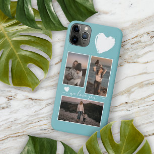 ライトターコイズブルーの背景にハートの写真 iPhone 11 PRO MAXケース