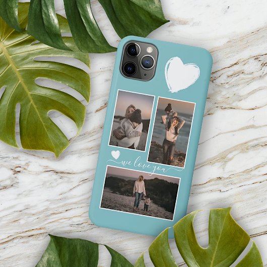 ライトターコイズブルーの背景にハートの写真 Case-Mate iPhoneケース