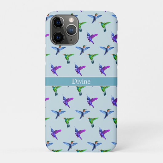 ライトターコイズブルーの背景の美しいハチドリ Case-Mate iPhoneケース (裏)