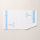 ライトターコイズブルーカドゥセウス&ストライプオンホワイト バスタオルセット (ハンドタオル)