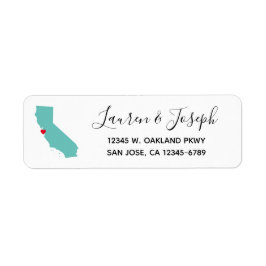 ライトターコイズ カリフォルニアとホワイト ウェディング ラベル