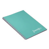 ライトターコイズ トレンディ モダン ミニマル シック ネーム ノートブック (右側)