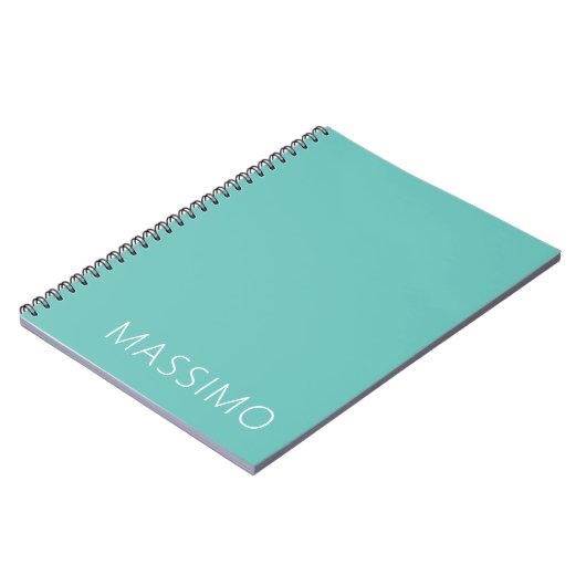 ライトターコイズ トレンディ モダン ミニマル シック ネーム ノートブック (左側)