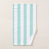 ライトターコイズ＆ホワイト ワイド水平ストライプ バスタオルセット (ハンドタオル)