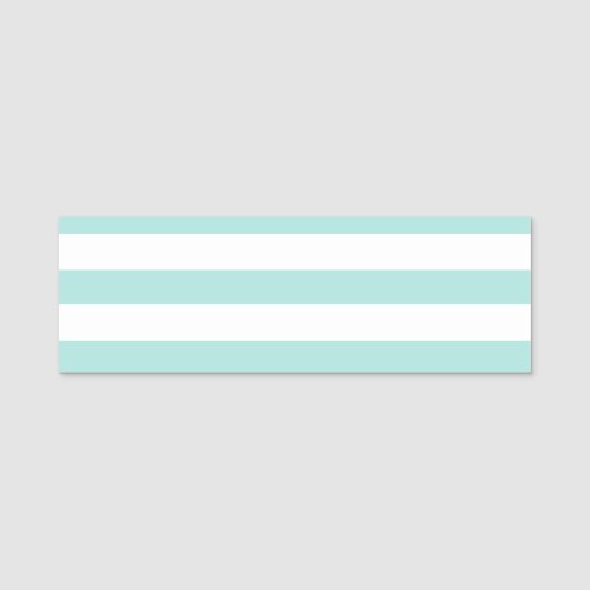 ライトターコイズ＆ホワイト ワイド水平ストライプ 名札 (正面)