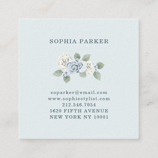 ライトダスティブルーフローラとユーカリ スクエア名刺 (裏面)