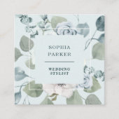 ライトダスティブルーフローラとユーカリ スクエア名刺 (正面)