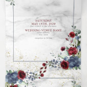 ライトダスティブルーブルゴーニュフローラ結婚フォトズトリ 三つ折り招待状 (内部中)