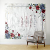 ライトダスティブルーブルゴーニュフローラ結婚金ゴールド タペストリー (インサイチュ(横))