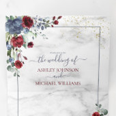 ライトダスティブルーブルゴーニュ結婚フローラ 三つ折り招待状 (内部最初)